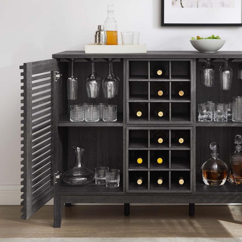 Modway Render Mid-Century Modern Wine Bar Cabinet in Charcoal 17 x 46 x 37 image number 4