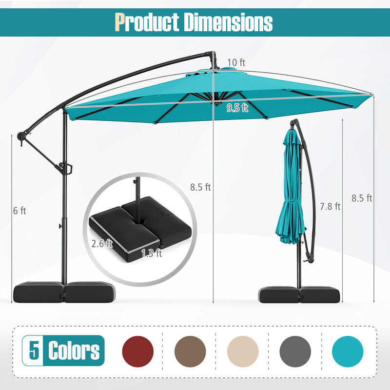 Offset Hanging Patio Umbrella with Base &ndash; Tilt Function Cantilever Design