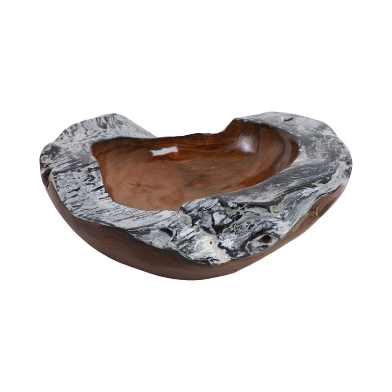 12" Teakwood Bowl W/burnt Edges, Dark Natural image number 0