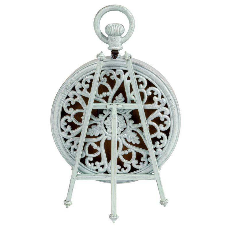 Antique Reproduction Pewter Mantel Clock in Soft Blue Finish image number 5