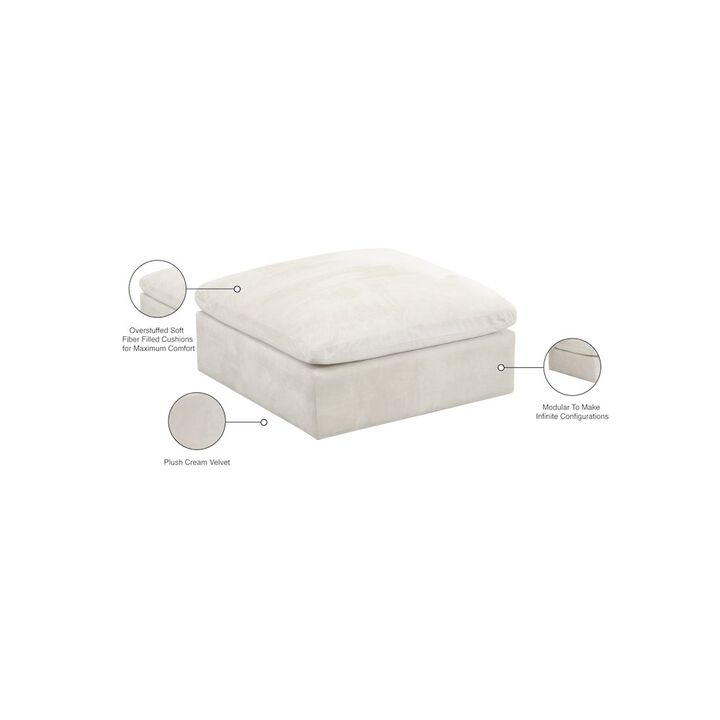 Meridian Furniture Cozy Cream Velvet Ottoman