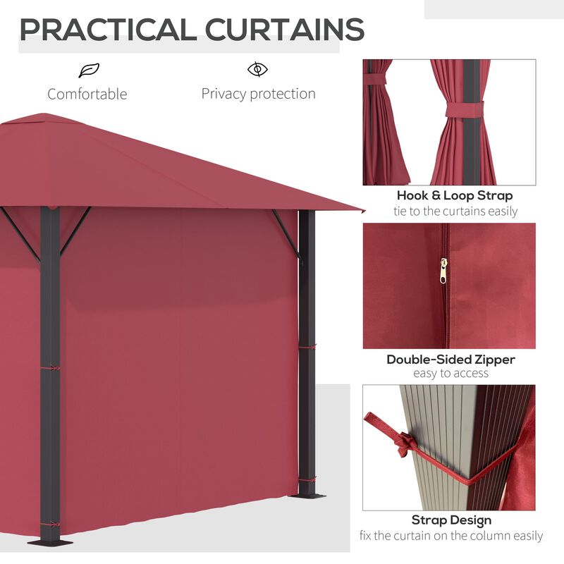 Wine Red Outdoor Haven: 10x10 Aluminum Gazebo with Vented Canopy