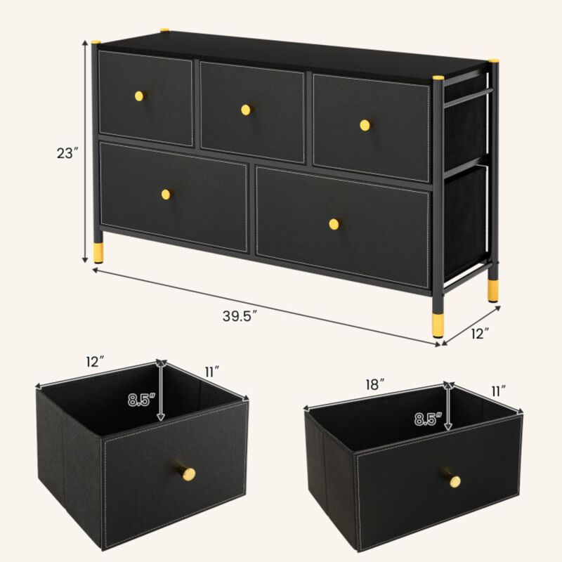 Hivvago Floor Dresser Storage Organizer with 5/6/8 Drawers with Fabric Bins and Metal Frame