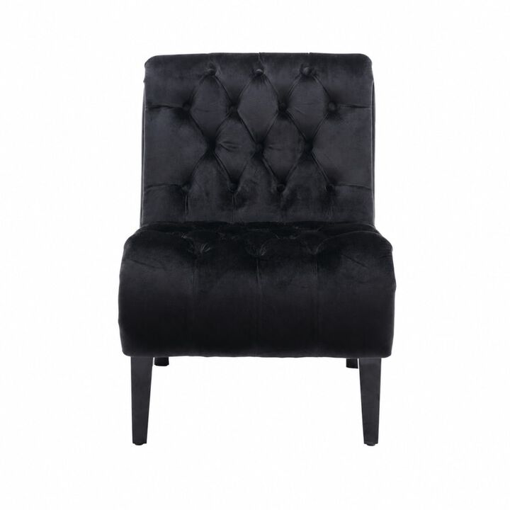GOODSILO Armless Velvet Upholstered Accent Chair Leisure Chair with Wooden Legs for Living Room, Bedroom, Office, Small Spaces