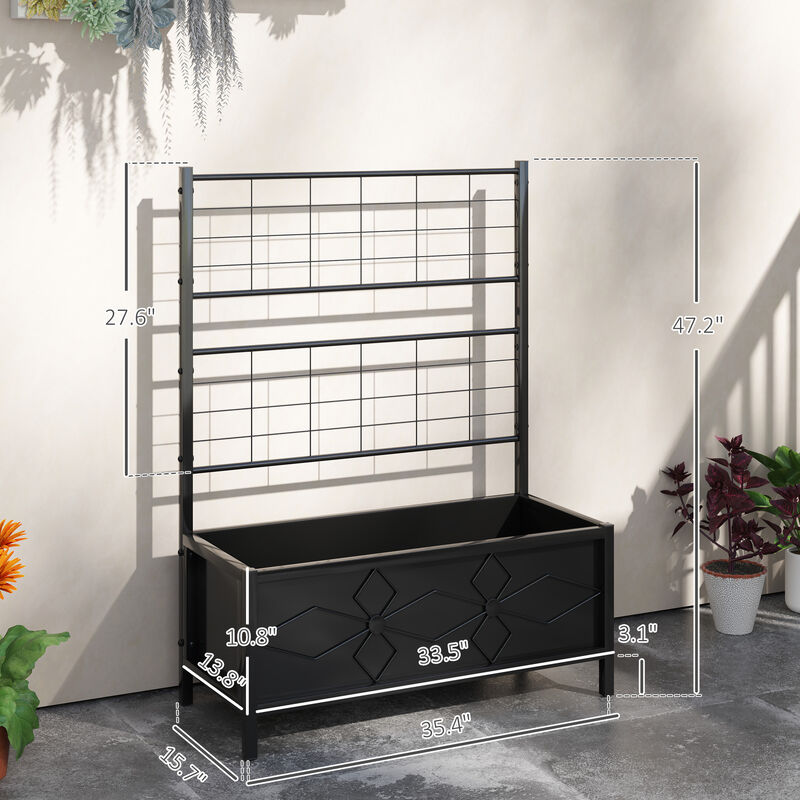 Hivvago Raised Metal Planter with Trellis for Climbing Plants and Vines image number 2
