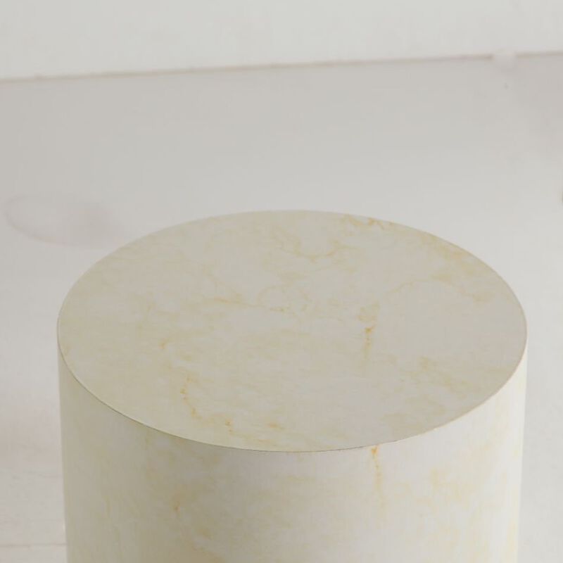 Modern Round Drum Nesting Coffee Table Set of 2, Wooden Cylinder Coffee Tables for Living Room, Space-Saving Design image number 5