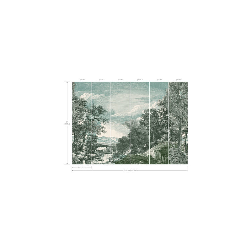 Provincial Scenic Teal Wall Mural (Set of 2) image number 2