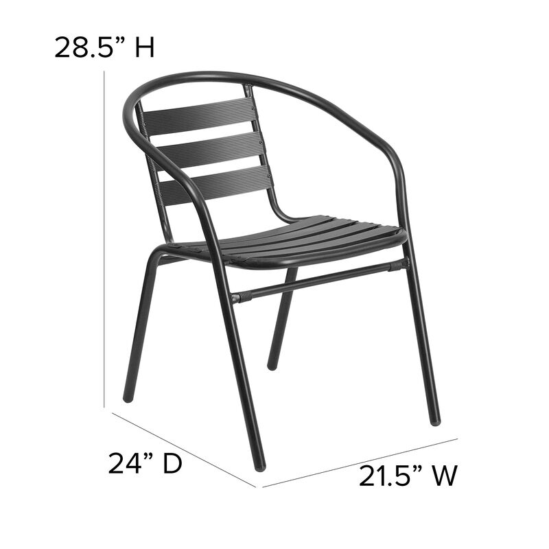 Flash Furniture Lila Black Metal Restaurant Stack Chair with Aluminum Slats