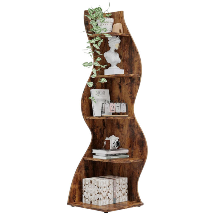 5-Tier Corner Shelving Unit for Home or Office Storage and Display