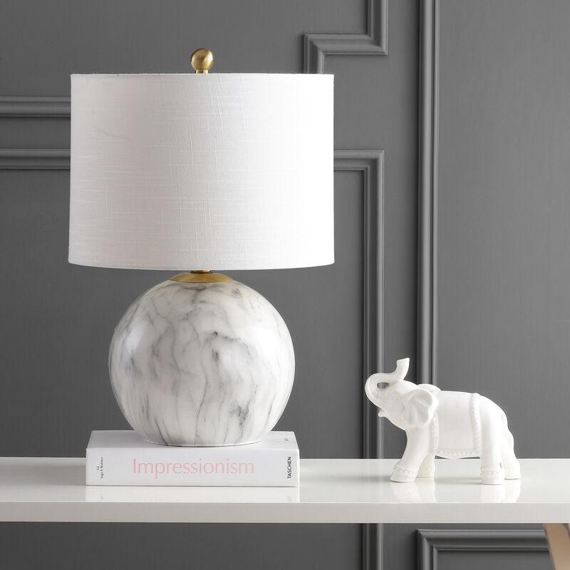 Luna Faux Marble Resin LED Table Lamp