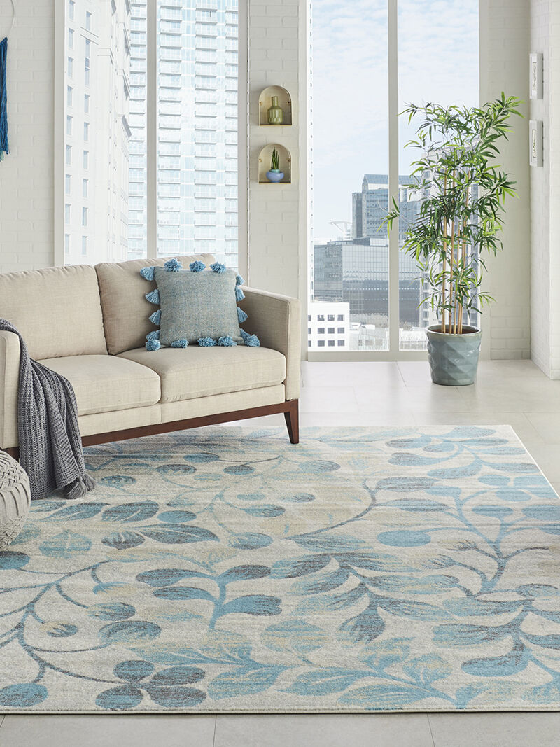 Tranquil TRA03 Ivory/Turquoise 8'10" x 11'10" Rug image number 7