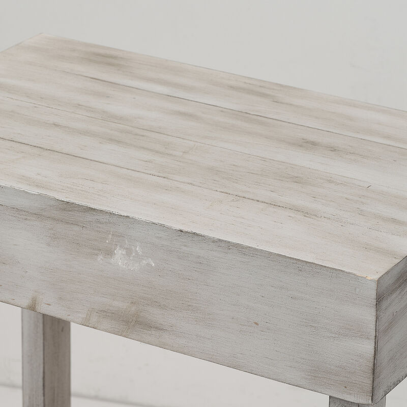 Farmhouse Rectangular Distressed Solid Wood Side Table Sofa End Table