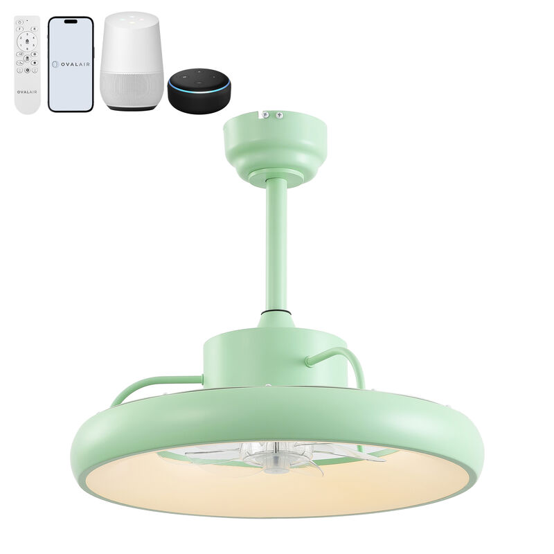 Loren Modern Contemporary 6-Speed Metal Mobile-App/Remote-Controlled Dimmable Smart Integrated LED Ceiling Fan
