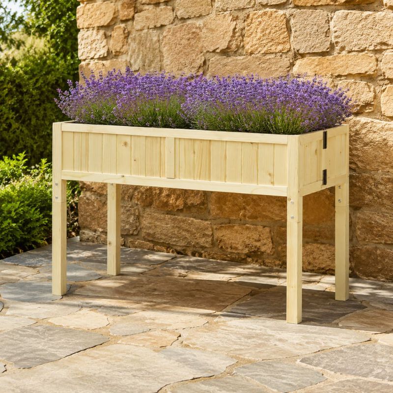 WOW PIONEER Elevated Fir Wood Raised Garden Bed Folding Planter Box with Drain Holes for Patio Balcony Flower Vegetable Growing image number 2