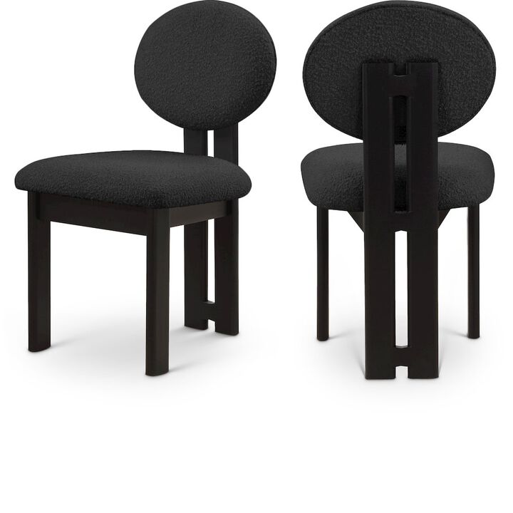 Meridian Furniture Napa Black Boucle Fabric Dining Chair, Set of 2