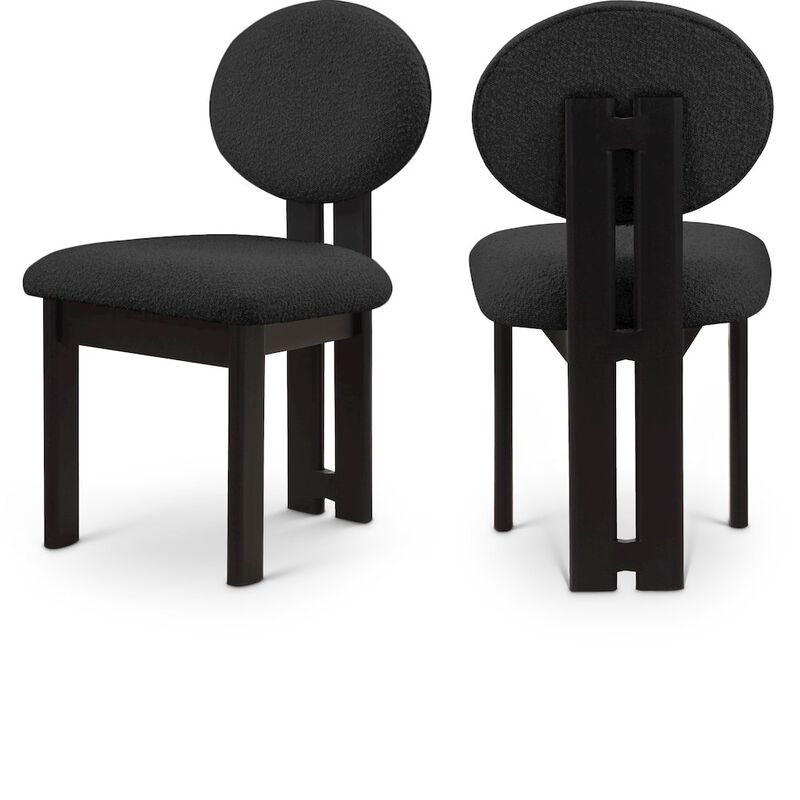 Meridian Furniture Napa Black Boucle Fabric Dining Chair, Set of 2