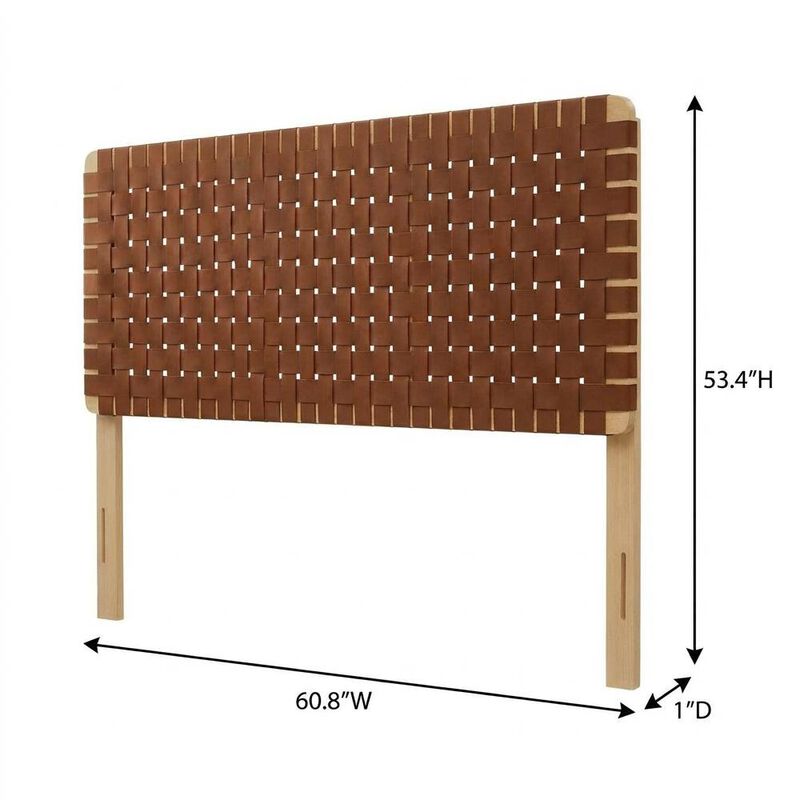 Vegan Leather Queen Headboard with Woven Texture and Durable Frame image number 1