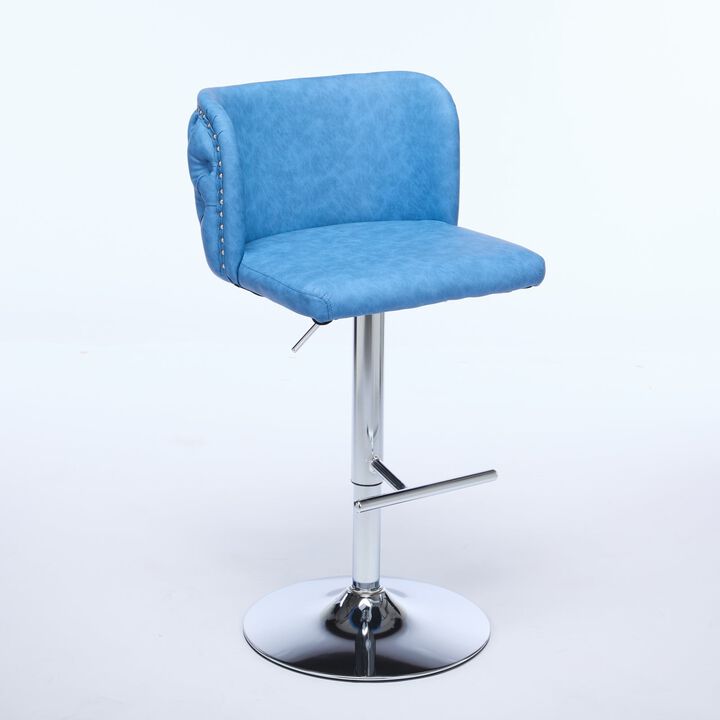 Clihome Swivel Barstools Set of 2,Adjusatble Seat Height,Modern PU Upholstered Bar Stools with the whole Back Tufted, for Home Pub and Kitchen Island