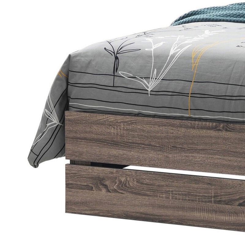 Eastern King Bed with Panel Headboard and Footboard, Brown