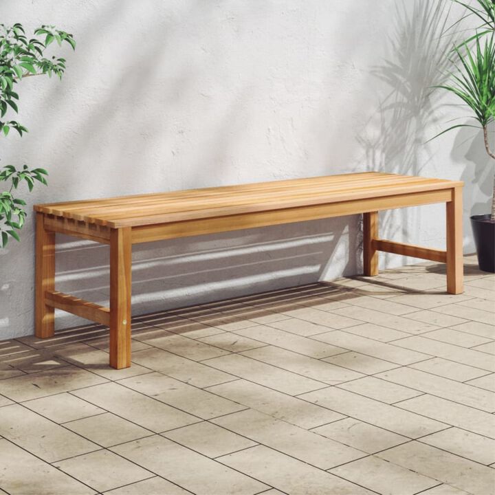 vidaXL Solid Teak Wood Bench - 59.1" Wide, Farmhouse Patio Bench with Fine-Sanded Smooth Finish for Indoor and Outdoor Use