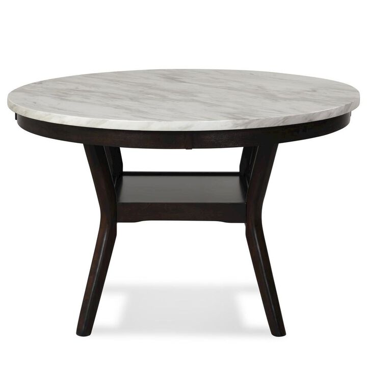 Counter Height Kitchen Table, Round Marble Dining Table in Brown Wood