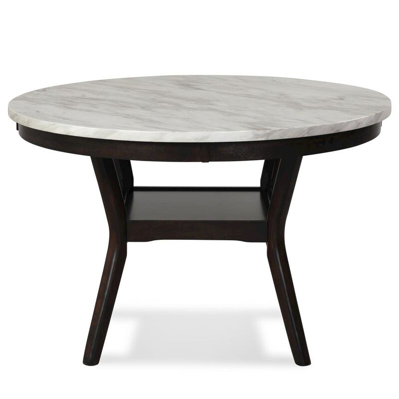 Counter Height Kitchen Table, Round Marble Dining Table in Brown Wood image number 0
