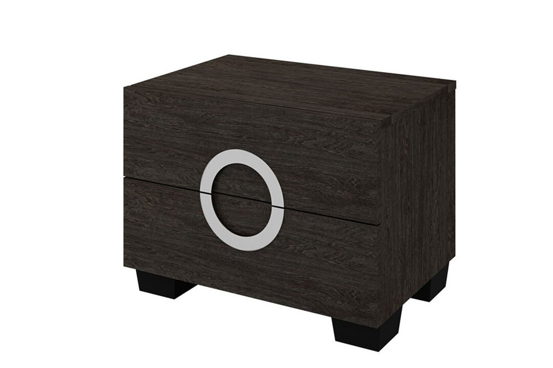 Bedroom Nightstand with Two Drawers – Mirrored Front Manufactured Wood Table