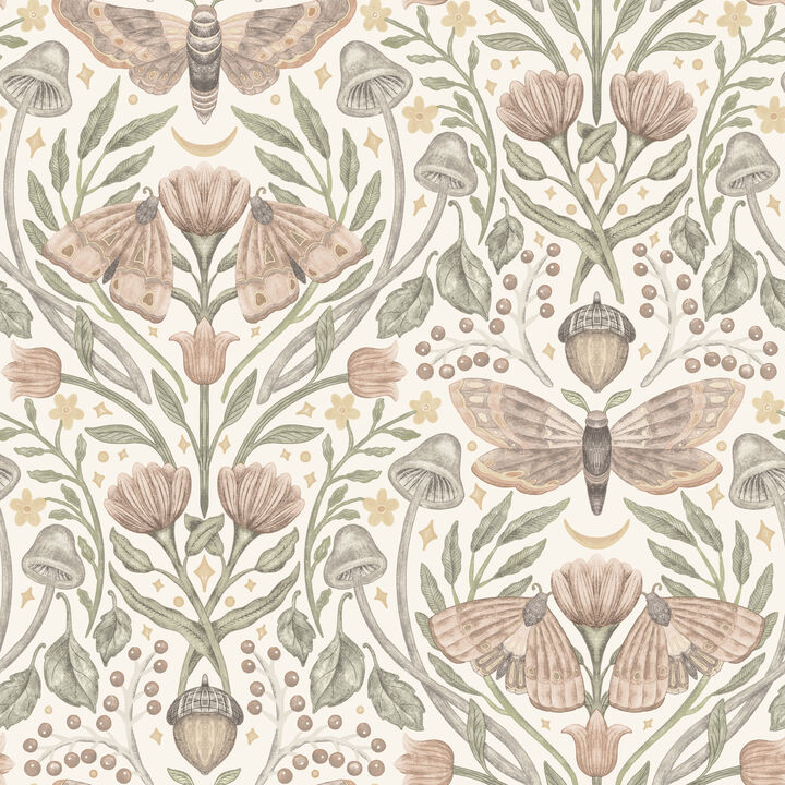Mystic Moth Blush Forest Magic Wallpaper