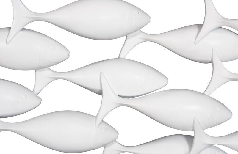 School of Fish Wall Art in Matte White