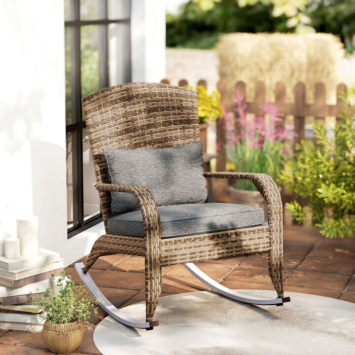 Hivvago High Back Wicker Rocking Chair
