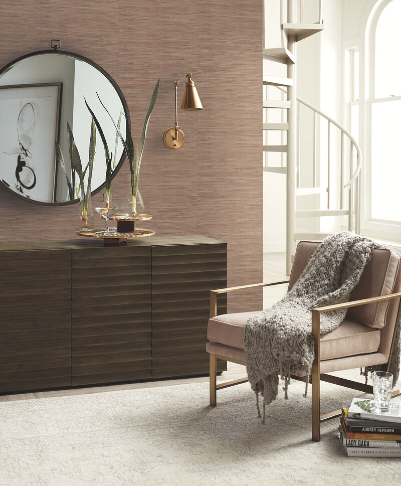 Lustrous Grasscloth Brown Wallpaper image number 2