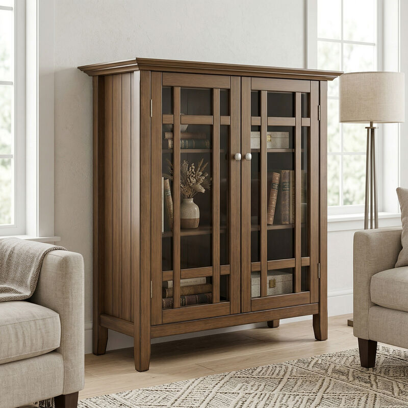 Bedford SOLID WOOD 39 inch Wide Transitional Medium Storage Cabinet in Rustic Natural Aged Brown image number 1