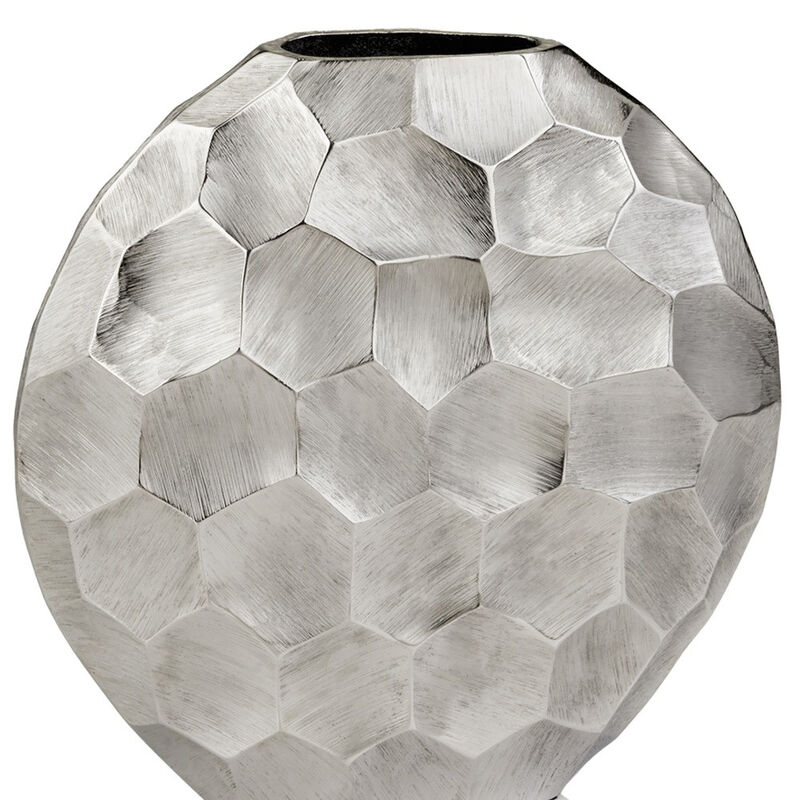 HomeRoots 12" Silver Aluminum Cylinder Table Vase image number 2