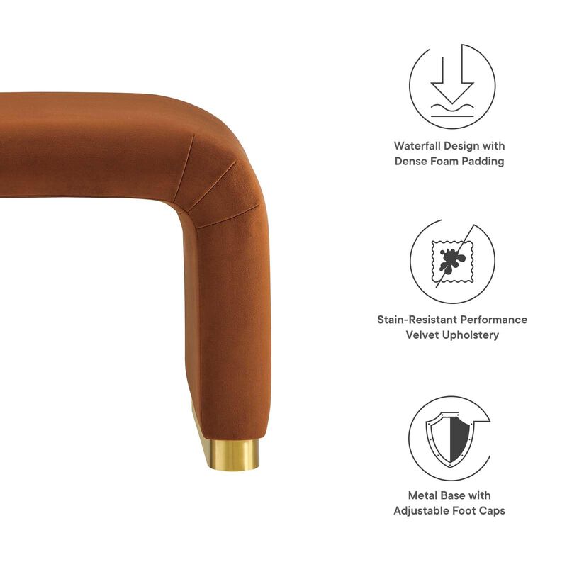 Modway Koda 24" Performance Velvet Upholstered Waterfall Stool or Side Table in Brass Rust, 24 Inches image number 5