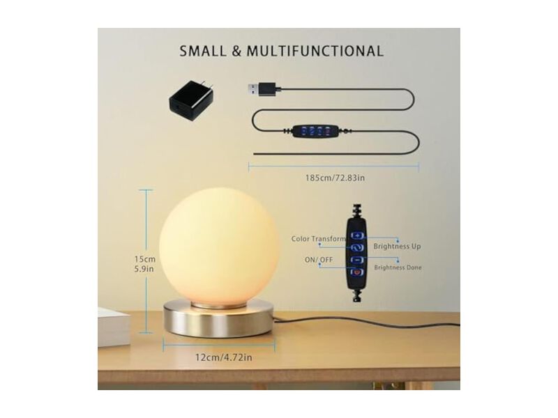 Dimmable Modern Glass Desk Lamp For Living Room Bedroom Nightstand Gold image number 2