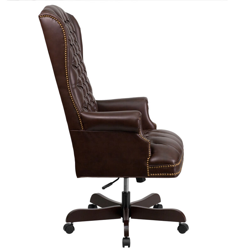 Turner High Back Traditional Fully Tufted LeatherSoft Executive Swivel Ergonomic Office Chair with Arms image number 3
