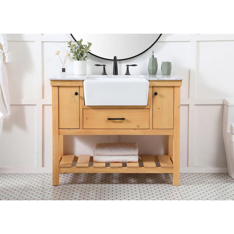 Elegant Kitchen and Bath 42 inch Single bathroom vanity in natural wood