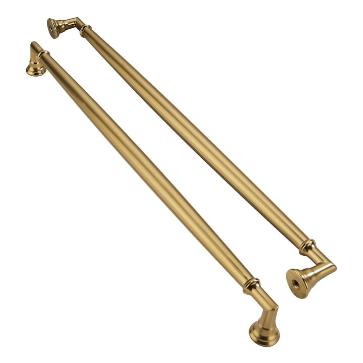 ZAUYX 5 Pack 12 Inch Hole Center Brushed Brass Cabinet pulls Solid Satin Brass Heavy Duty Cabinet Pull Cabinet Handles Kitchen C