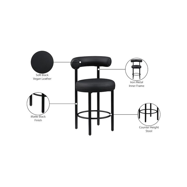 Meridian Furniture Bordeaux Vegan Leather Counter Stool, Set of 2