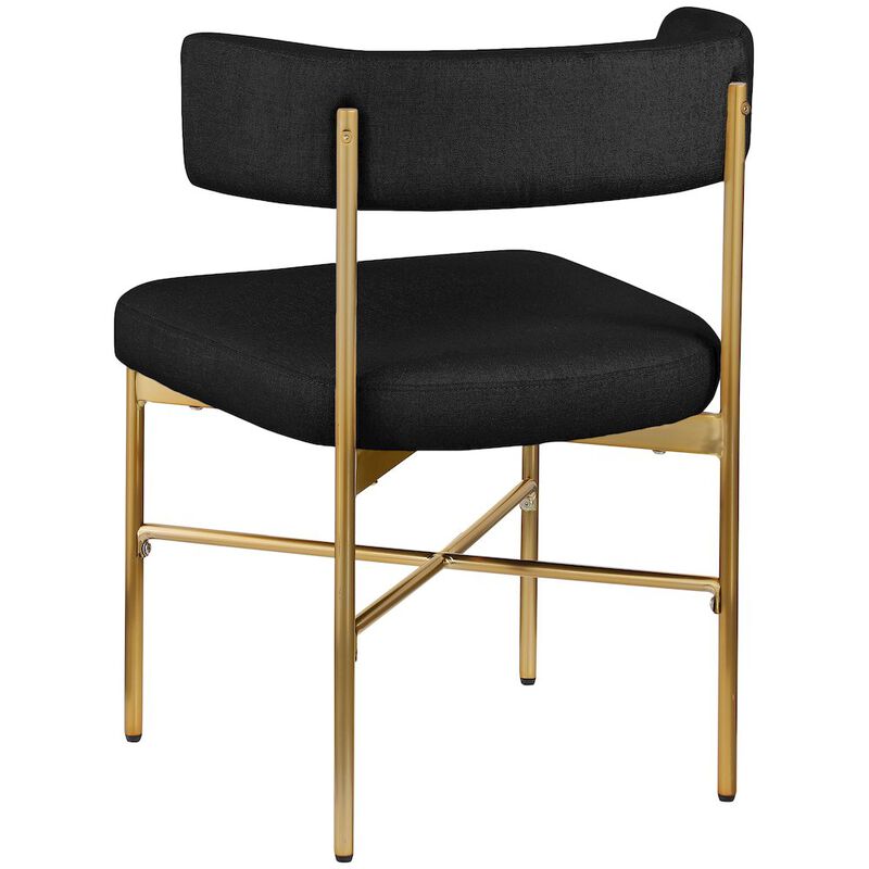 Meridian Furniture Rivage Black Durable Linen Textured Fabric Dining Chair, Set of 2