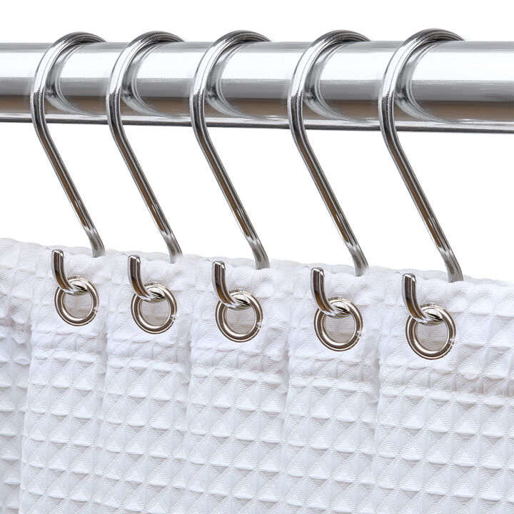 Utopia Alley Rust-Proof Zinc Shower Curtain Hooks with Clasp Closure, Shower Hooks Hangers for Bathroom, Kitchen Utensils, Curtains, Clothing, Towels etc - Set of 12