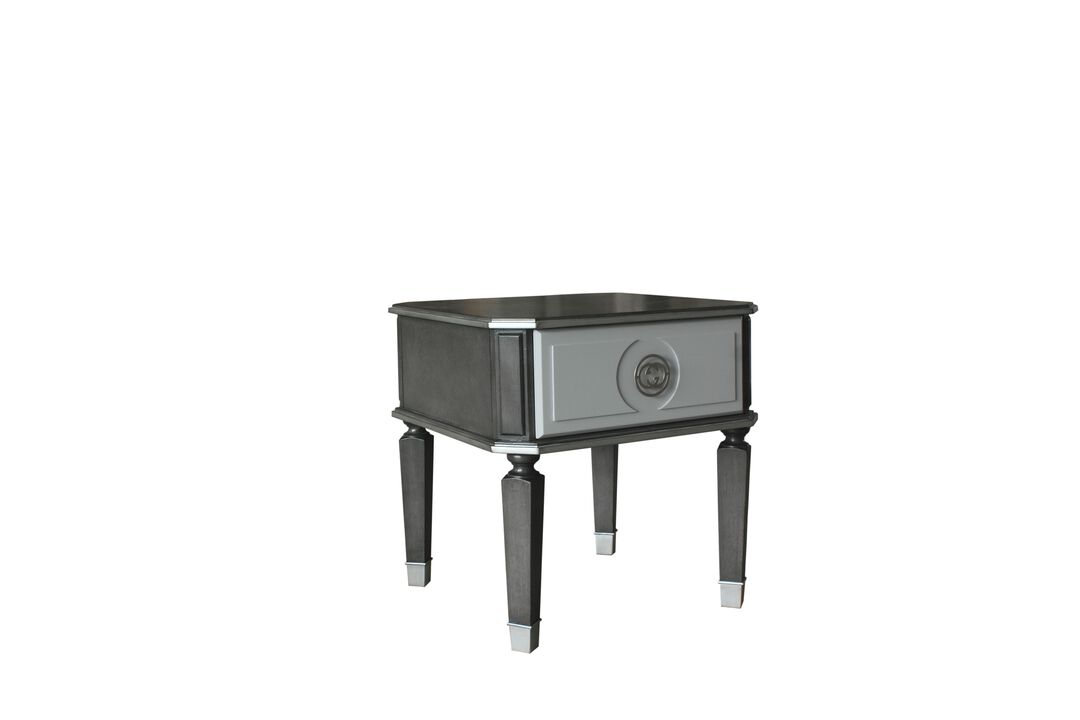 ACME House Beatrice End Table, Charcoal & Light Gray Finish