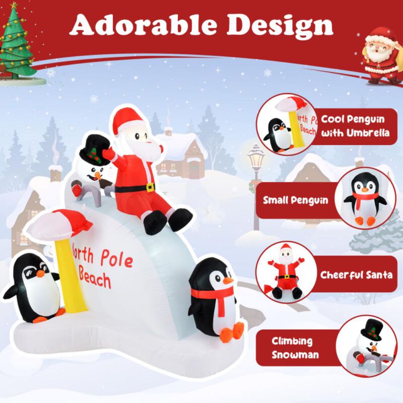 Hivvago 6 Feet Christmas Inflatable with Blow up Penguins and Santa Decoration