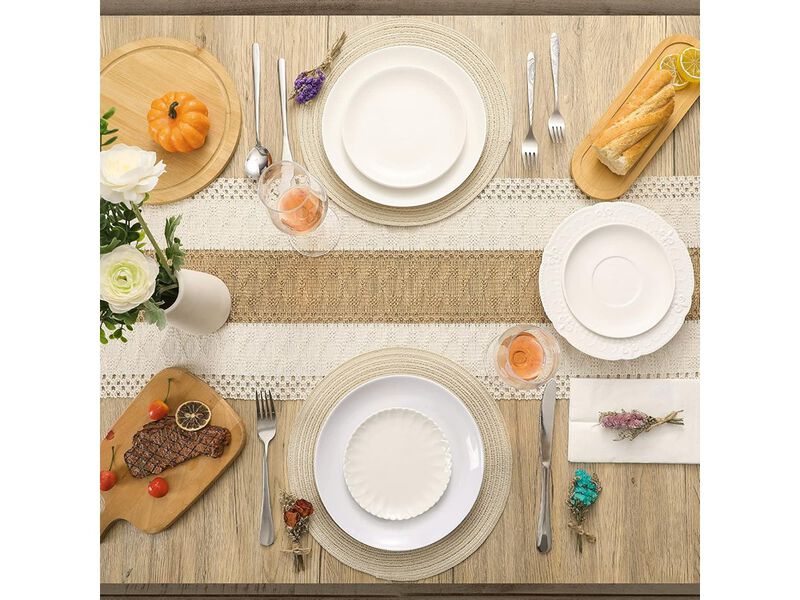 Boho Table Runners and Boho Round Placemats Splicing Woven Macrame image number 2