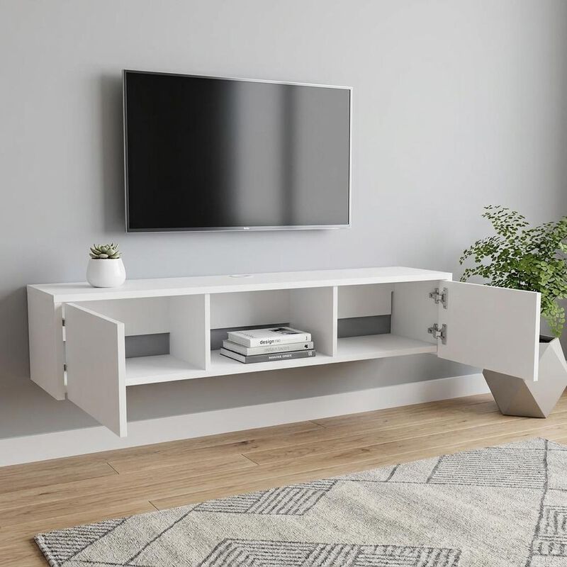 HomeRoots 49" White Floating Mount TV Stand image number 1