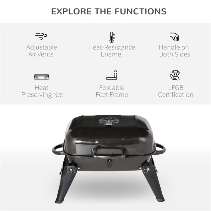 Portable Charcoal Grill Compact Outdoor BBQ for Camping, Picnics