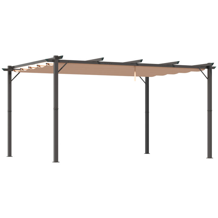 Outsunny 10' x 13' Aluminum Patio Pergola with Retractable Pergola Canopy, Backyard Shade Shelter for Porch, Outdoor Party, Garden, Grill Gazebo, Charcoal Gray