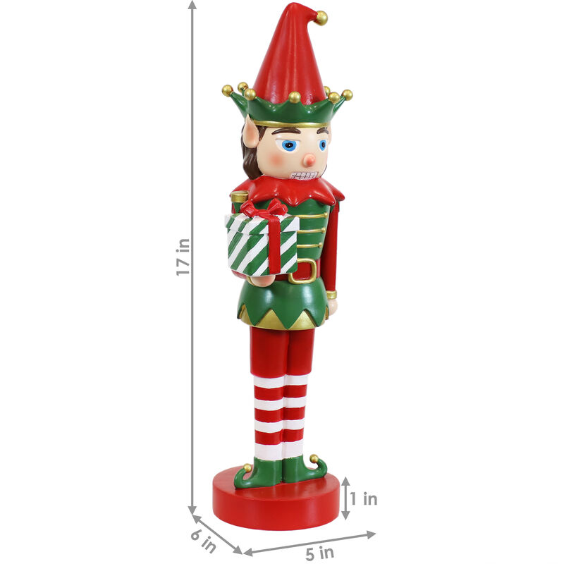 Sunnydaze Jingles the Christmas Elf Indoor Nutcracker Statue - 17 in