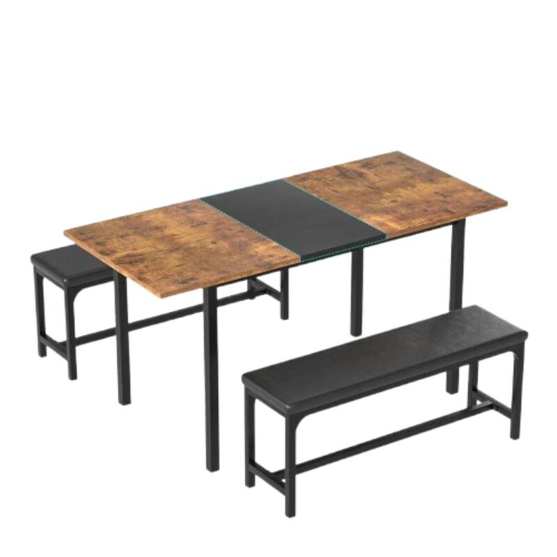 Hivvago Modern 3-Piece Dining Set with Expandable Kitchen Table and 2 Backless Benches