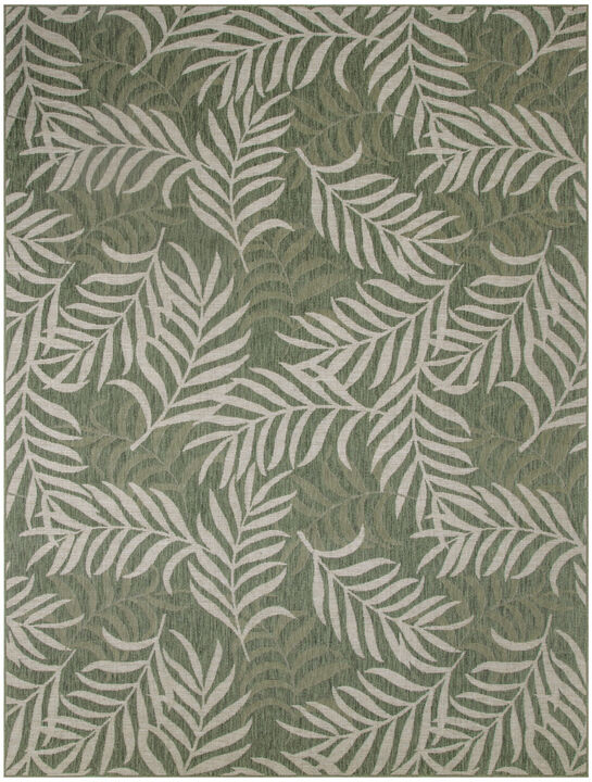 HomeRoots 8' X 10' Ivory And Green Palm Leaf Indoor Outdoor Area Rug